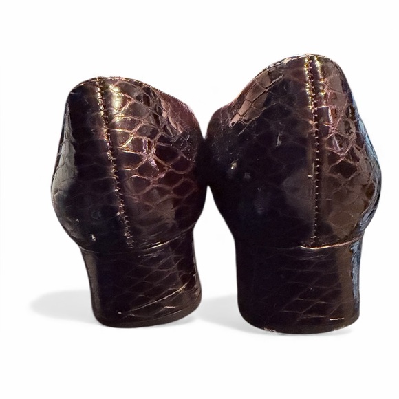 Vintage Shelby Brown Snakeskin Leather Block Pumps Women's Size 8 - Picture 4 of 11